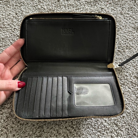 Karl Lagerfeld Cursive Logo Women's Zip-Around Large Clutch Wallet R $148 - Picture 4 of 6